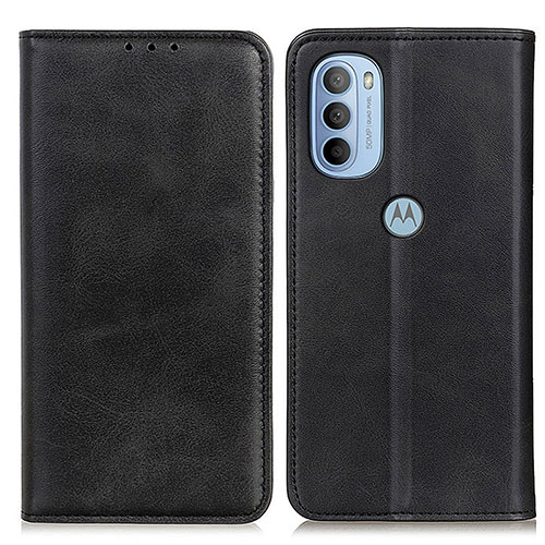 Leather Case Stands Flip Cover Holder A02D for Motorola Moto G41 Black