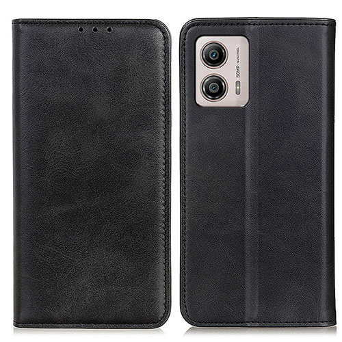 Leather Case Stands Flip Cover Holder A02D for Motorola Moto G53 5G Black