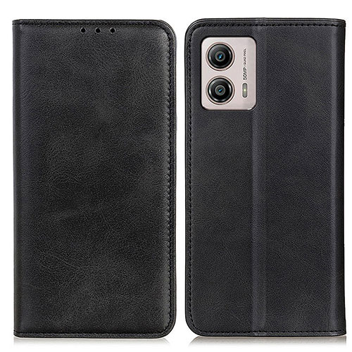 Leather Case Stands Flip Cover Holder A02D for Motorola Moto G53j 5G Black