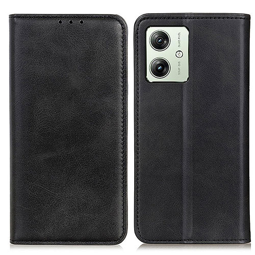 Leather Case Stands Flip Cover Holder A02D for Motorola Moto G54 5G Black