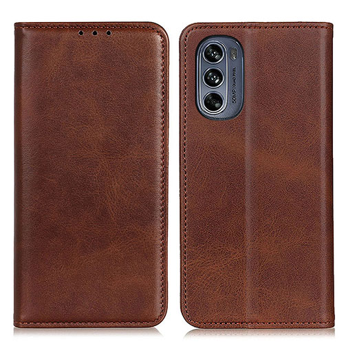 Leather Case Stands Flip Cover Holder A02D for Motorola Moto G62 5G Brown