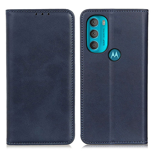 Leather Case Stands Flip Cover Holder A02D for Motorola Moto G71 5G Blue