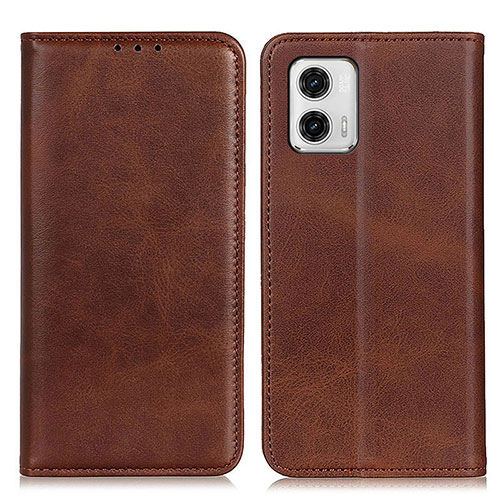 Leather Case Stands Flip Cover Holder A02D for Motorola Moto G73 5G Brown