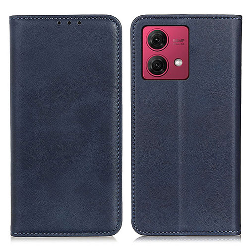 Leather Case Stands Flip Cover Holder A02D for Motorola Moto G84 5G Blue