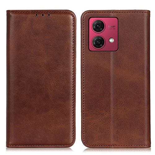 Leather Case Stands Flip Cover Holder A02D for Motorola Moto G84 5G Brown