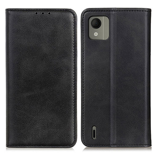 Leather Case Stands Flip Cover Holder A02D for Nokia C110 Black