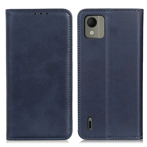 Leather Case Stands Flip Cover Holder A02D for Nokia C110 Blue