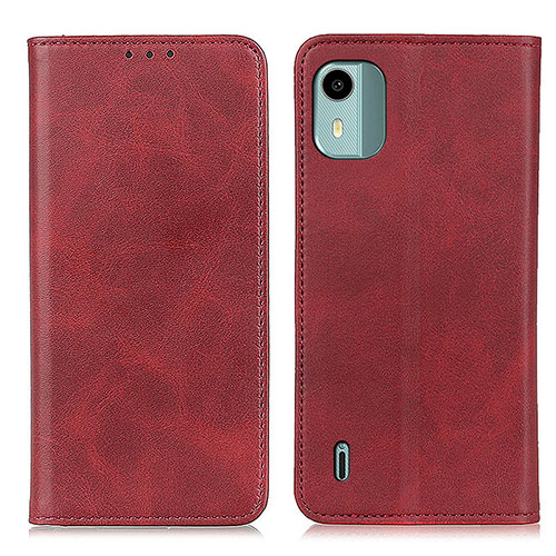 Leather Case Stands Flip Cover Holder A02D for Nokia C12 Plus Red