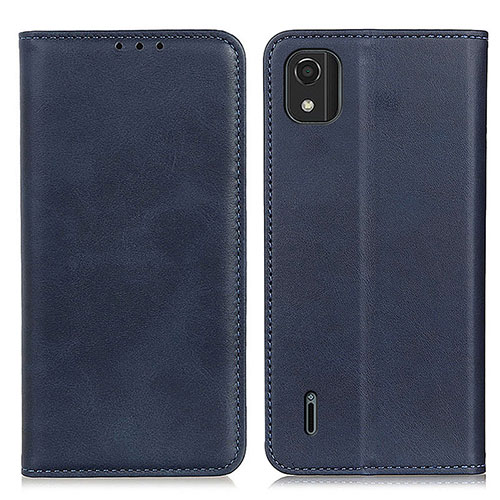 Leather Case Stands Flip Cover Holder A02D for Nokia C2 2nd Edition Blue