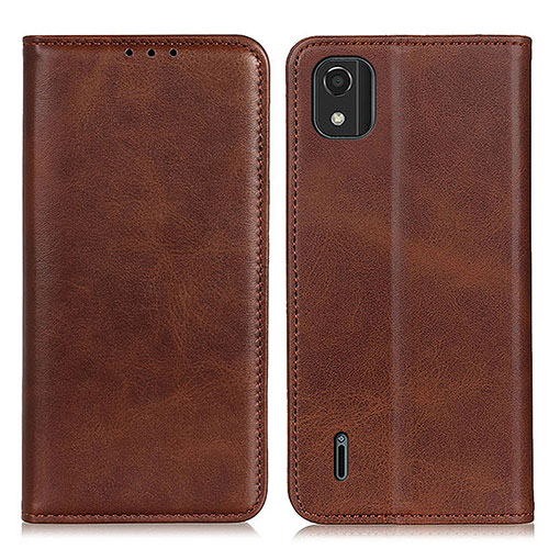 Leather Case Stands Flip Cover Holder A02D for Nokia C2 2nd Edition Brown