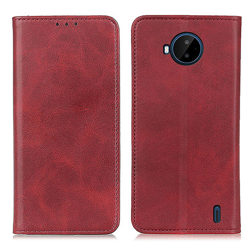 Leather Case Stands Flip Cover Holder A02D for Nokia C20 Plus Red