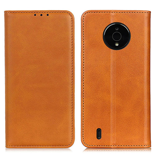 Leather Case Stands Flip Cover Holder A02D for Nokia C200 Light Brown