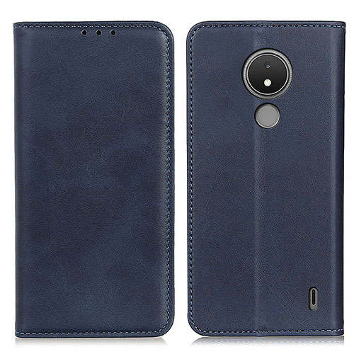 Leather Case Stands Flip Cover Holder A02D for Nokia C21 Blue