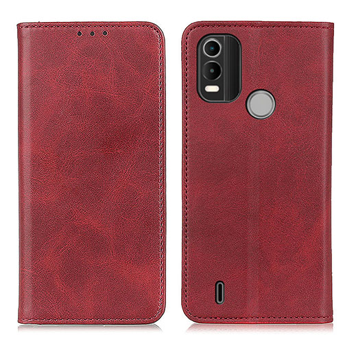 Leather Case Stands Flip Cover Holder A02D for Nokia C21 Plus Red