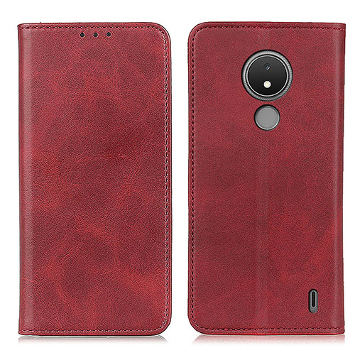 Leather Case Stands Flip Cover Holder A02D for Nokia C21 Red