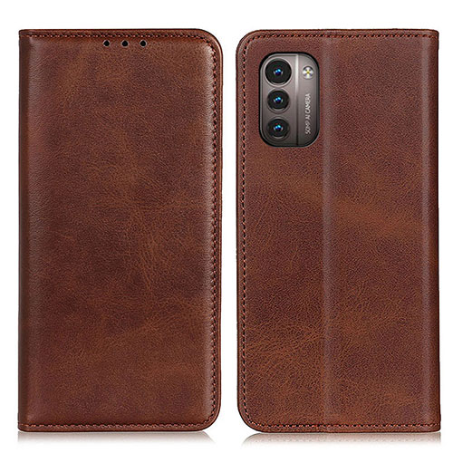 Leather Case Stands Flip Cover Holder A02D for Nokia G11 Brown