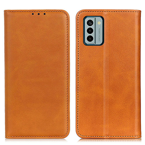 Leather Case Stands Flip Cover Holder A02D for Nokia G22 Light Brown