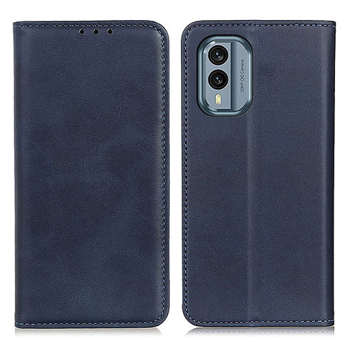 Leather Case Stands Flip Cover Holder A02D for Nokia X30 5G Blue