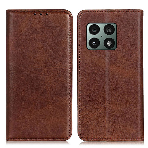 Leather Case Stands Flip Cover Holder A02D for OnePlus 10 Pro 5G Brown