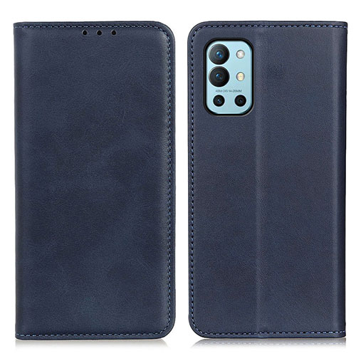 Leather Case Stands Flip Cover Holder A02D for OnePlus 9R 5G Blue