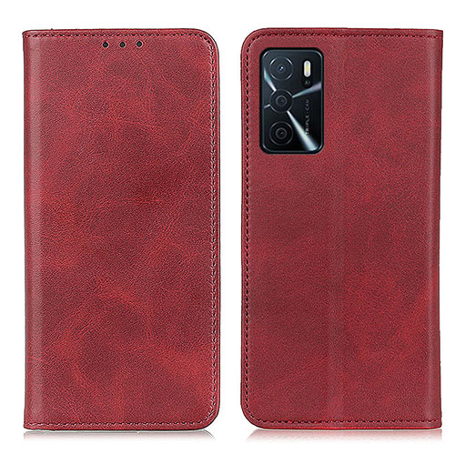 Leather Case Stands Flip Cover Holder A02D for Oppo A16 Red