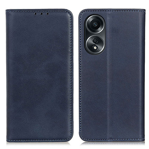 Leather Case Stands Flip Cover Holder A02D for Oppo A18 Blue