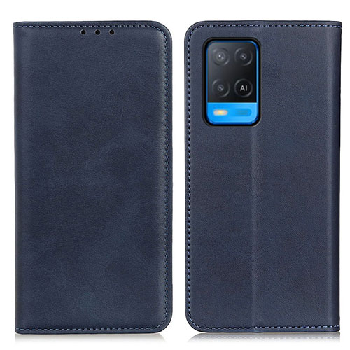 Leather Case Stands Flip Cover Holder A02D for Oppo A54 4G Blue