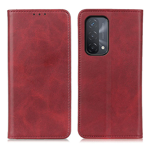 Leather Case Stands Flip Cover Holder A02D for Oppo A54 5G Red