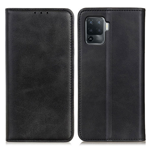 Leather Case Stands Flip Cover Holder A02D for Oppo F19 Pro Black