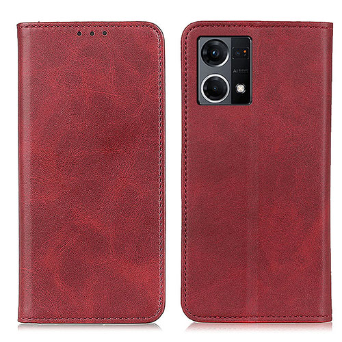 Leather Case Stands Flip Cover Holder A02D for Oppo F21 Pro 4G Red