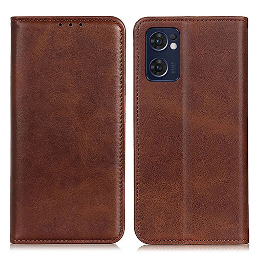 Leather Case Stands Flip Cover Holder A02D for Oppo Find X5 Lite 5G Brown