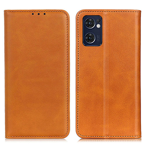 Leather Case Stands Flip Cover Holder A02D for Oppo Find X5 Lite 5G Light Brown