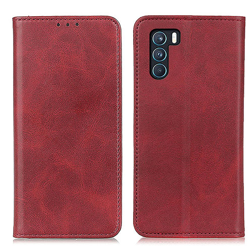 Leather Case Stands Flip Cover Holder A02D for Oppo K9 Pro 5G Red