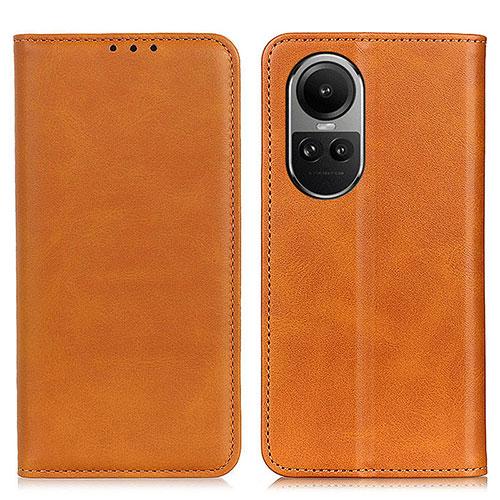 Leather Case Stands Flip Cover Holder A02D for Oppo Reno10 Pro 5G Light Brown