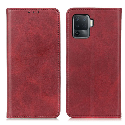 Leather Case Stands Flip Cover Holder A02D for Oppo Reno5 F Red