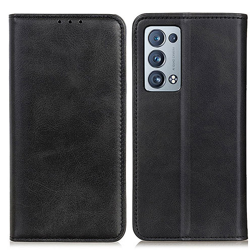 Leather Case Stands Flip Cover Holder A02D for Oppo Reno6 Pro+ Plus 5G Black