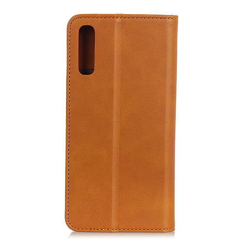 Leather Case Stands Flip Cover Holder A02D for Samsung Galaxy A02 Light Brown