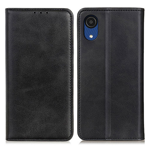 Leather Case Stands Flip Cover Holder A02D for Samsung Galaxy A03 Core Black