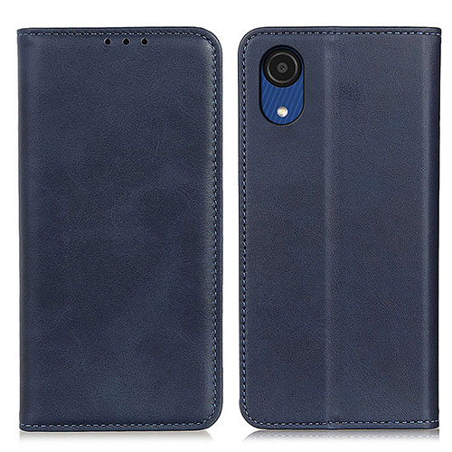 Leather Case Stands Flip Cover Holder A02D for Samsung Galaxy A03 Core Blue