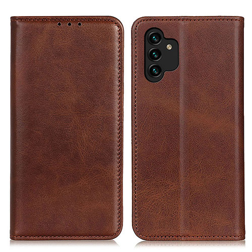 Leather Case Stands Flip Cover Holder A02D for Samsung Galaxy A13 4G Brown