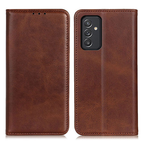 Leather Case Stands Flip Cover Holder A02D for Samsung Galaxy A15 5G Brown