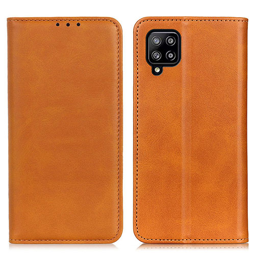 Leather Case Stands Flip Cover Holder A02D for Samsung Galaxy A22 4G Light Brown