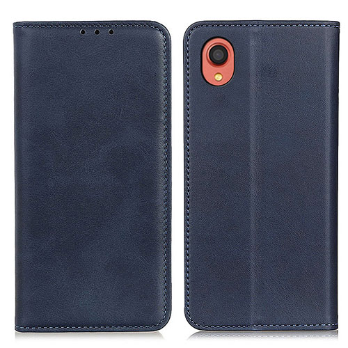 Leather Case Stands Flip Cover Holder A02D for Samsung Galaxy A22 5G SC-56B Blue