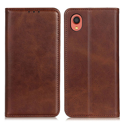 Leather Case Stands Flip Cover Holder A02D for Samsung Galaxy A22 5G SC-56B Brown