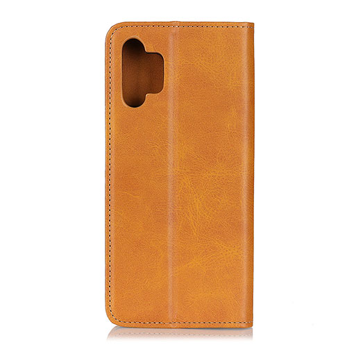 Leather Case Stands Flip Cover Holder A02D for Samsung Galaxy A32 4G Light Brown