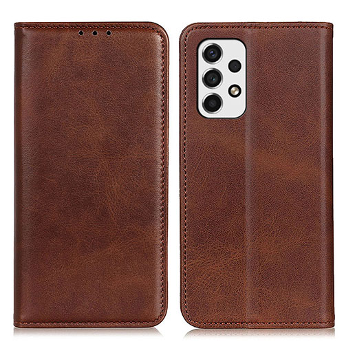 Leather Case Stands Flip Cover Holder A02D for Samsung Galaxy A53 5G Brown