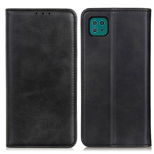 Leather Case Stands Flip Cover Holder A02D for Samsung Galaxy F42 5G Black