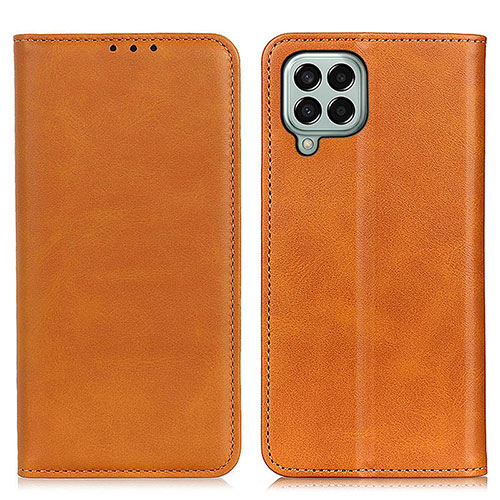 Leather Case Stands Flip Cover Holder A02D for Samsung Galaxy M33 5G Light Brown