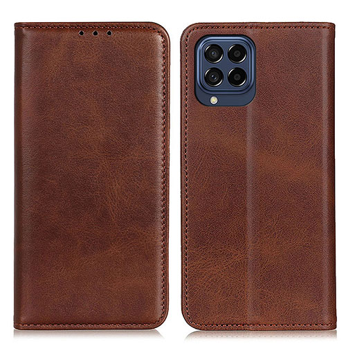 Leather Case Stands Flip Cover Holder A02D for Samsung Galaxy M53 5G Brown