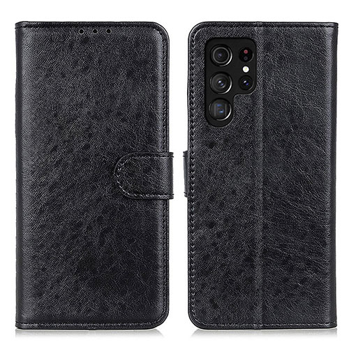 Leather Case Stands Flip Cover Holder A02D for Samsung Galaxy S21 Ultra 5G Black